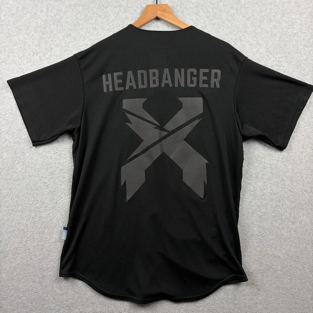 Excision Headbanger X Majestic Baseball Jersey Mens Medium Black Reflective